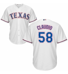 Men's Majestic Texas Rangers #58 Alex Claudio Replica White Home Cool Base MLB Jersey