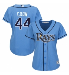 Women's Majestic Tampa Bay Rays #44 C. J. Cron Authentic Light Blue Alternate 2 Cool Base MLB Jersey