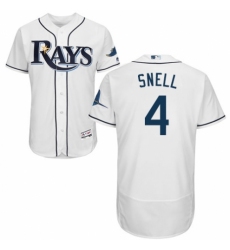 Men's Majestic Tampa Bay Rays #4 Blake Snell Home White Home Flex Base Authentic Collection MLB Jersey
