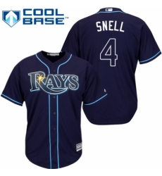 Youth Majestic Tampa Bay Rays #4 Blake Snell Authentic Navy Blue Alternate Cool Base MLB Jersey
