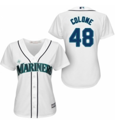 Women's Majestic Seattle Mariners #48 Alex Colome Replica White Home Cool Base MLB Jersey