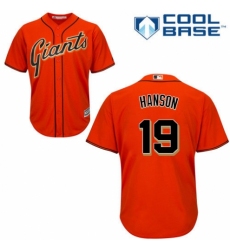 Youth Majestic San Francisco Giants #19 Alen Hanson Replica Orange Alternate Cool Base MLB Jersey