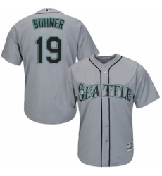 Men's Majestic Seattle Mariners #19 Jay Buhner Replica Grey Road Cool Base MLB Jersey