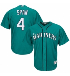 Men's Majestic Seattle Mariners #4 Denard Span Replica Teal Green Alternate Cool Base MLB Jersey