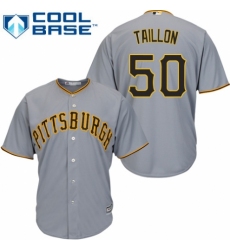 Youth Majestic Pittsburgh Pirates #50 Jameson Taillon Replica Grey Road Cool Base MLB Jersey