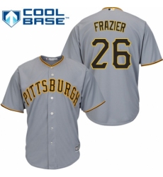 Youth Majestic Pittsburgh Pirates #26 Adam Frazier Replica Grey Road Cool Base MLB Jersey