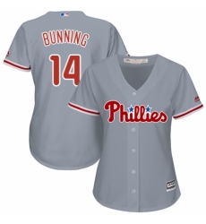 Women's Majestic Philadelphia Phillies #14 Jim Bunning Replica Grey Road Cool Base MLB Jersey
