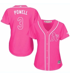 Women's Majestic Oakland Athletics #3 Boog Powell Authentic Pink Fashion Cool Base MLB Jersey