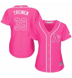 Women's Majestic Oakland Athletics #39 Blake Treinen Replica Pink Fashion Cool Base MLB Jersey