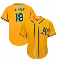 Men's Majestic Oakland Athletics #18 Chad Pinder Replica Gold Alternate 2 Cool Base MLB Jersey