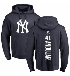 MLB Nike New York Yankees #41 Miguel Andujar Navy Blue Backer Pullover Hoodie