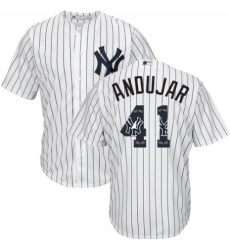 Men's Majestic New York Yankees #41 Miguel Andujar Authentic White Team Logo Fashion MLB Jersey