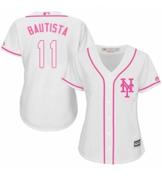 Women's Majestic New York Mets #11 Jose Bautista Authentic White Fashion Cool Base MLB Jersey