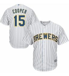Men's Majestic Milwaukee Brewers #15 Cecil Cooper Replica White Home Cool Base MLB Jersey
