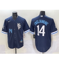 Men's Kansas City Royals #14 Jac Caglianone Navy City Connect Stitched Baseball Jersey