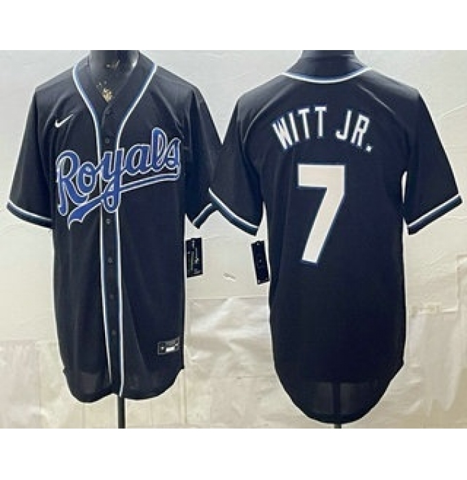 Men's Kansas City Royals #7 Bobby Witt Jr 2026 Black Fashion Cool Base Jersey