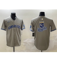 Men's Kansas City Royals Team Big Logo Gray 2024 Away Limited Stitched Baseball Jersey