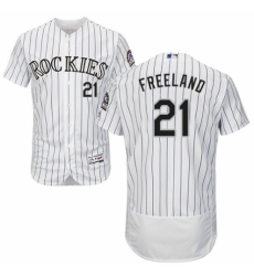 Men's Majestic Colorado Rockies #21 Kyle Freeland White Home Flex Base Authentic Collection MLB Jersey