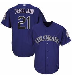 Youth Majestic Colorado Rockies #21 Kyle Freeland Authentic Purple Alternate 1 Cool Base MLB Jersey