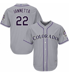 Men's Majestic Colorado Rockies #22 Chris Iannetta Replica Grey Road Cool Base MLB Jersey