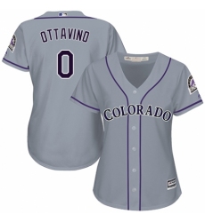 Women's Majestic Colorado Rockies #0 Adam Ottavino Authentic Grey Road Cool Base MLB Jersey