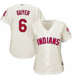 Women's Majestic Cleveland Indians #6 Brandon Guyer Authentic Cream Alternate 2 Cool Base MLB Jersey