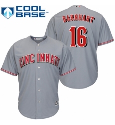 Men's Majestic Cincinnati Reds #16 Tucker Barnhart Replica Grey Road Cool Base MLB Jersey