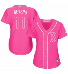 Women's Majestic Boston Red Sox #11 Rafael Devers Authentic Pink Fashion MLB Jersey