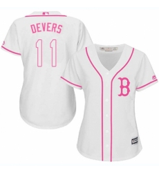 Women's Majestic Boston Red Sox #11 Rafael Devers Authentic White Fashion MLB Jersey