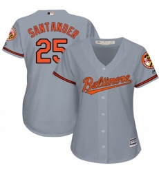 Women's Majestic Baltimore Orioles #25 Anthony Santander Authentic Grey Road Cool Base MLB Jersey