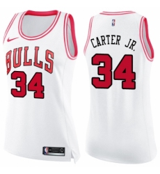 Women's Nike Chicago Bulls #34 Wendell Carter Jr. Swingman White/Pink Fashion NBA Jersey