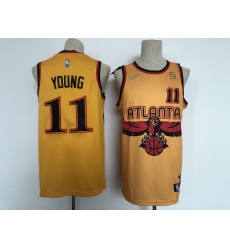 Men's Atlanta Hawks 2021-22 City Edition #11 Trae Young Orange Stitched Basketball Jersey