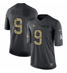Men's Nike Arizona Cardinals #9 Sam Bradford Limited Black 2016 Salute to Service NFL Jersey