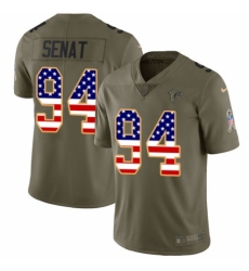 Men's Nike Atlanta Falcons #94 Deadrin Senat Limited Olive/USA Flag 2017 Salute to Service NFL Jersey