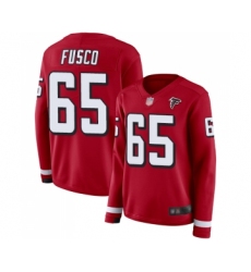 Women's Atlanta Falcons #65 Brandon Fusco Limited Red Therma Long Sleeve Football Jersey