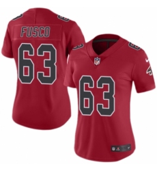Women's Nike Atlanta Falcons #63 Brandon Fusco Limited Red Rush Vapor Untouchable NFL Jersey