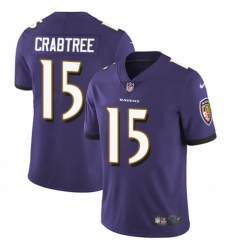 Men's Nike Baltimore Ravens #15 Michael Crabtree Purple Team Color Vapor Untouchable Limited Player NFL Jersey