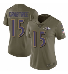 Women's Nike Baltimore Ravens #15 Michael Crabtree Limited Olive 2017 Salute to Service NFL Jersey