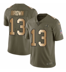 Men's Nike Baltimore Ravens #13 John Brown Limited Olive/Gold Salute to Service NFL Jersey