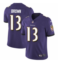Men's Nike Baltimore Ravens #13 John Brown Purple Team Color Vapor Untouchable Limited Player NFL Jersey