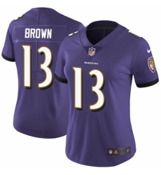 Women's Nike Baltimore Ravens #13 John Brown Purple Team Color Vapor Untouchable Limited Player NFL Jersey