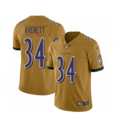 Men's Baltimore Ravens #34 Anthony Averett Limited Gold Inverted Legend Football Jersey