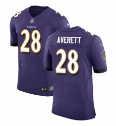 Men's Nike Baltimore Ravens #28 Anthony Averett Purple Team Color Vapor Untouchable Elite Player NFL Jersey