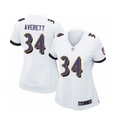 Women's Baltimore Ravens #34 Anthony Averett Game White Football Jersey