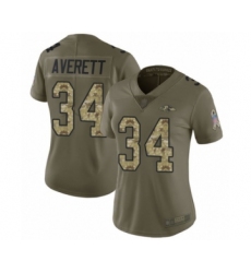 Women's Baltimore Ravens #34 Anthony Averett Limited Olive Camo Salute to Service Football Jersey
