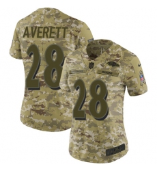 Women's Nike Baltimore Ravens #28 Anthony Averett Limited Camo 2018 Salute to Service NFL Jersey
