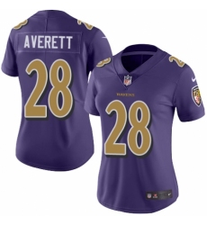 Women's Nike Baltimore Ravens #28 Anthony Averett Limited Purple Rush Vapor Untouchable NFL Jersey