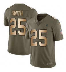 Youth Nike Atlanta Falcons #25 Ito Smith Limited Olive Gold 2017 Salute to Service NFL Jersey