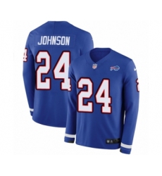 Men's Nike Buffalo Bills #24 Taron Johnson Limited Royal Blue Therma Long Sleeve NFL Jersey