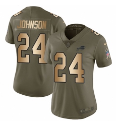 Women's Nike Buffalo Bills #24 Taron Johnson Limited Olive/Gold 2017 Salute to Service NFL Jersey